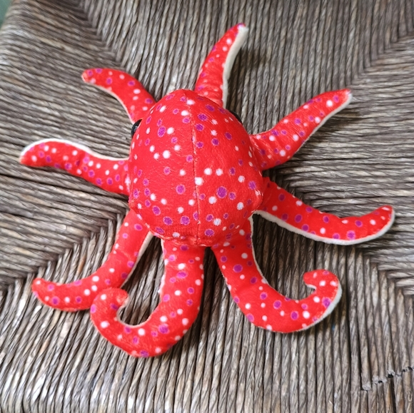 Plush Wild Republic Octopus Orange polkadot Hug'ems mini Stuffed Animal 7" Plush - Picture 6 of 11